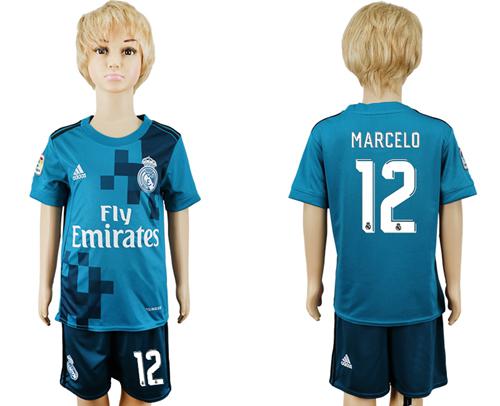 Real Madrid #12 Marcelo Sec Away Kid Soccer Club Jersey